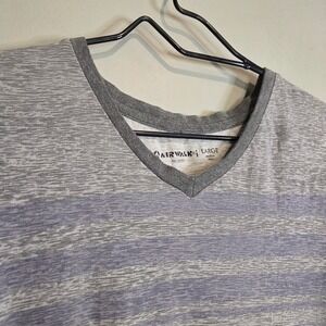 Airwalk Skateboarding V-Neck Shirt Mens Large Gray Blue Striped Space Dye Tee
